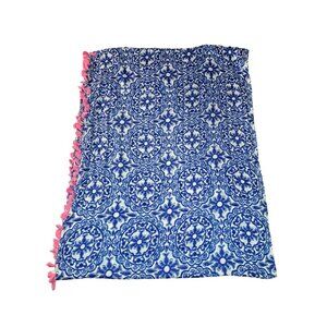 LILLY PULITZER Resort Infinity Loop Scarf Swizzle Taverna Tile Print Pink Tassel